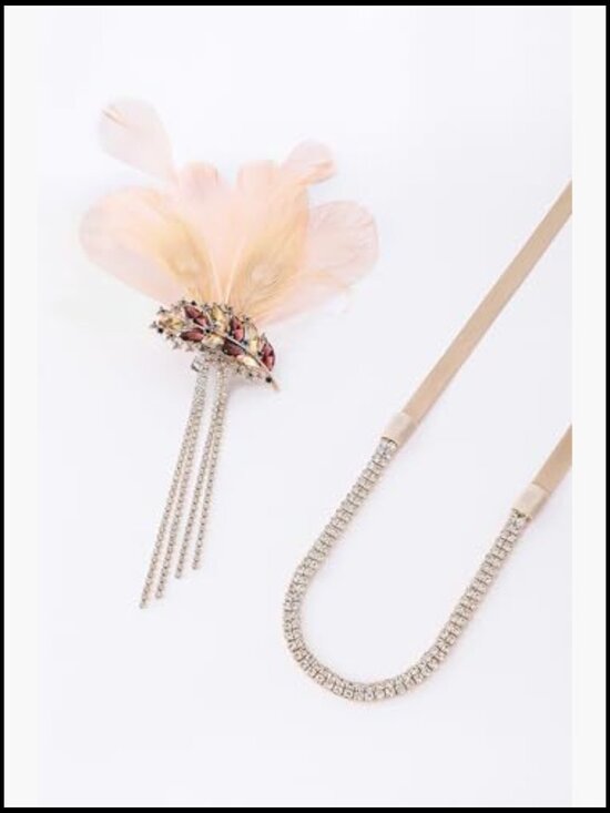 Feather Headband 1920s Flapper Gatsby Crystal Hair Accessory Vintage Jazz Age